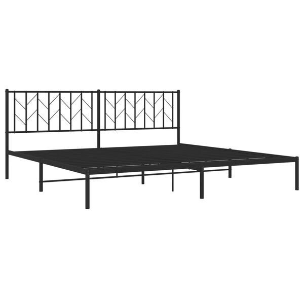 vidaXL Metal Bed Frame without Mattress with Headboard Black 200x200cm