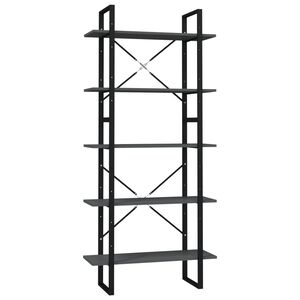 vidaXL 5-Tier Book Cabinet Grey 80x30x175 cm Engineered Wood