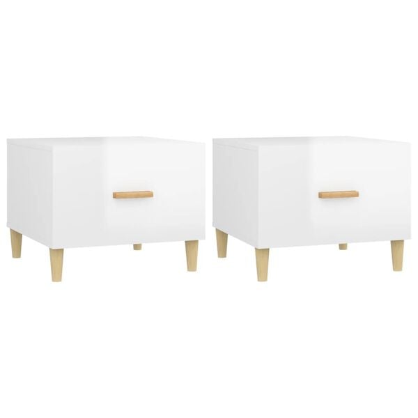 vidaXL Coffee Tables 2 pcs High Gloss White 50x50x40 cm Engineered Wood