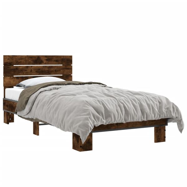vidaXL Bed Frame without Mattress Smoked Oak 75x190 cm Small Single