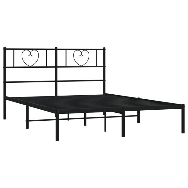 vidaXL Metal Bed Frame without Mattress with Headboard Black 120x200cm