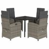 vidaXL 5 Piece Garden Dining Set with Cushions Grey Poly Rattan