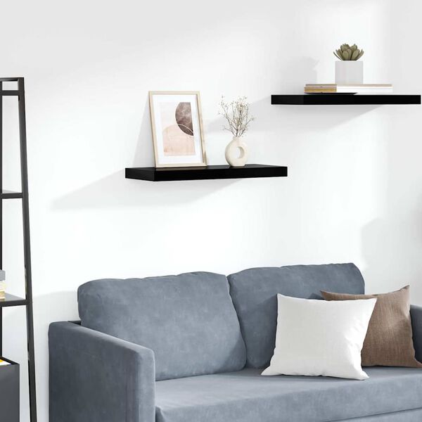 vidaXL Floating Wall Shelf High Gloss Black 60x23.5x3.8 cm MDF