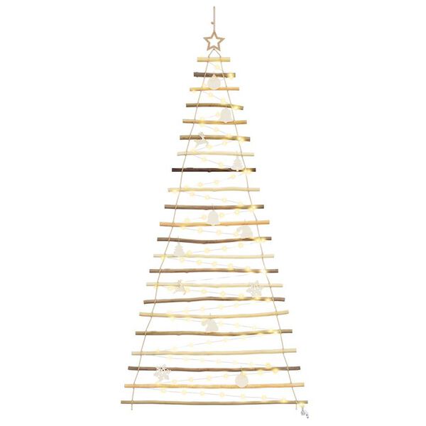 vidaXL Christmas Tree with 130 LEDs Natural 210 cm Solid Ash wood