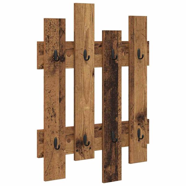 vidaXL Wall-Mounted Coat Rack Old wood 60 x 3 x 82 cm Engineered wood