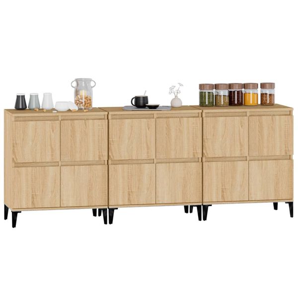 vidaXL Sideboards 3 pcs Sonoma Oak 60x35x70 cm Engineered Wood