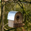 dobar Bird Nesting Box "Amber" with Zinc Rounded Roof Natural and Silver