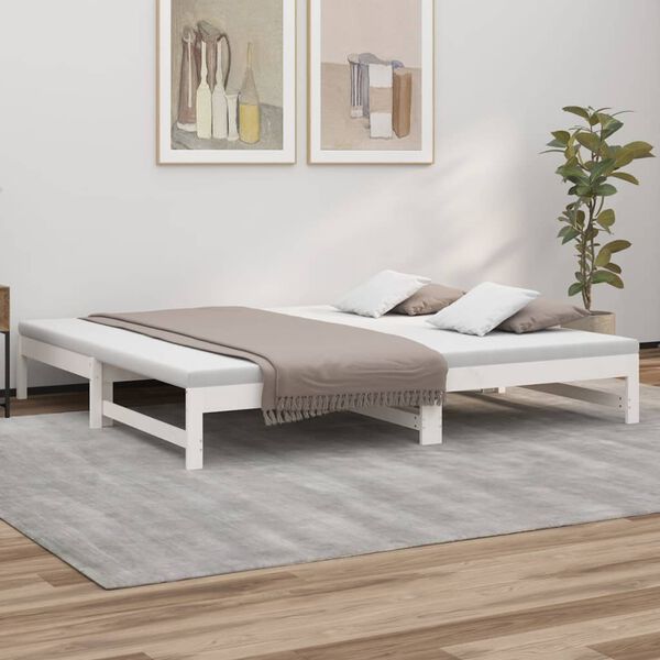 vidaXL Pull-out Day Bed without Mattress White 2x(80x200) cm