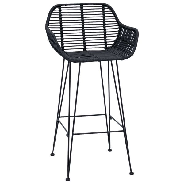 vidaXL Bar Chair 2 pcs Black 55 x 52 x 92 cm Rattan and Iron