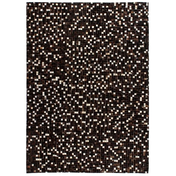 vidaXL Rug Genuine Leather Patchwork 160x230 cm Square Black/White