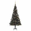 vidaXL Artificial Pre-lit Christmas Tree with Ball Set Black 210 cm PVC