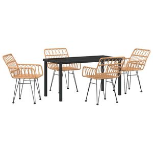 vidaXL Garden Dining Set 5 pcs Brown Powder-Coated Steel