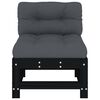 vidaXL Middle Sofas with Cushions 2 pcs Black Solid Wood Pine