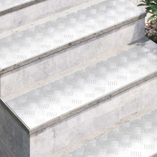 vidaXL Stair Tread Rectangular 4 pcs Silver 100 x 25 cm Aluminium