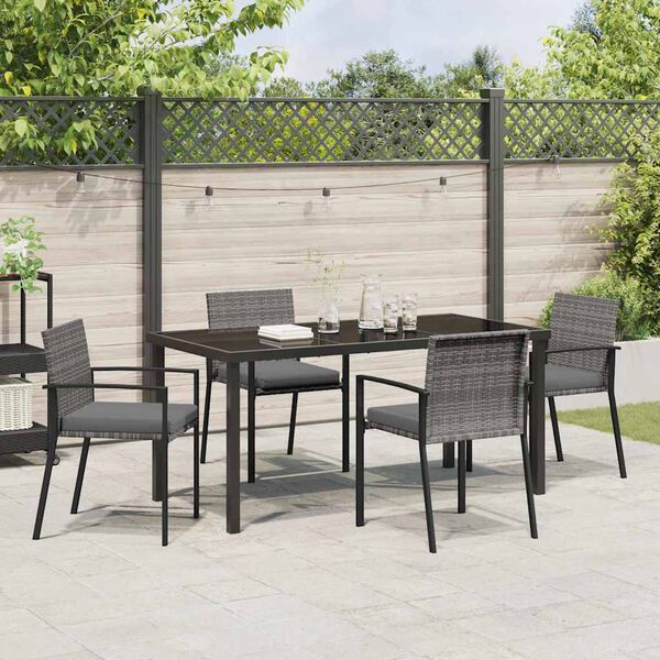 vidaXL Garden Dining Set 5 pcs Grey Powder-Coated Steel