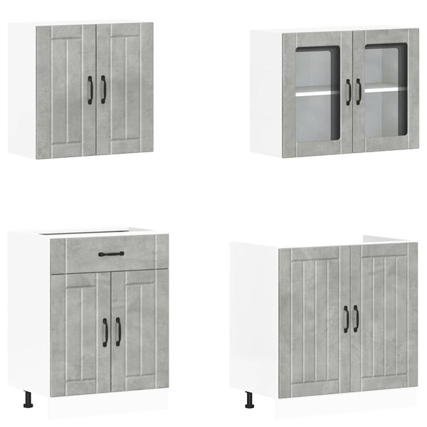 vidaXL 4 Piece Kitchen Cabinet Set Lucca Concrete Grey Engineered Wood