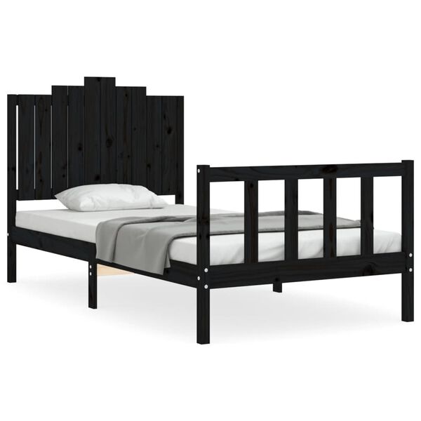 vidaXL Bed Frame without Mattress Black 100x200 cm Solid Wood Pine