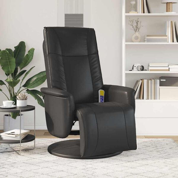 vidaXL Massage Recliner Chair with Footrest Black Faux Leather