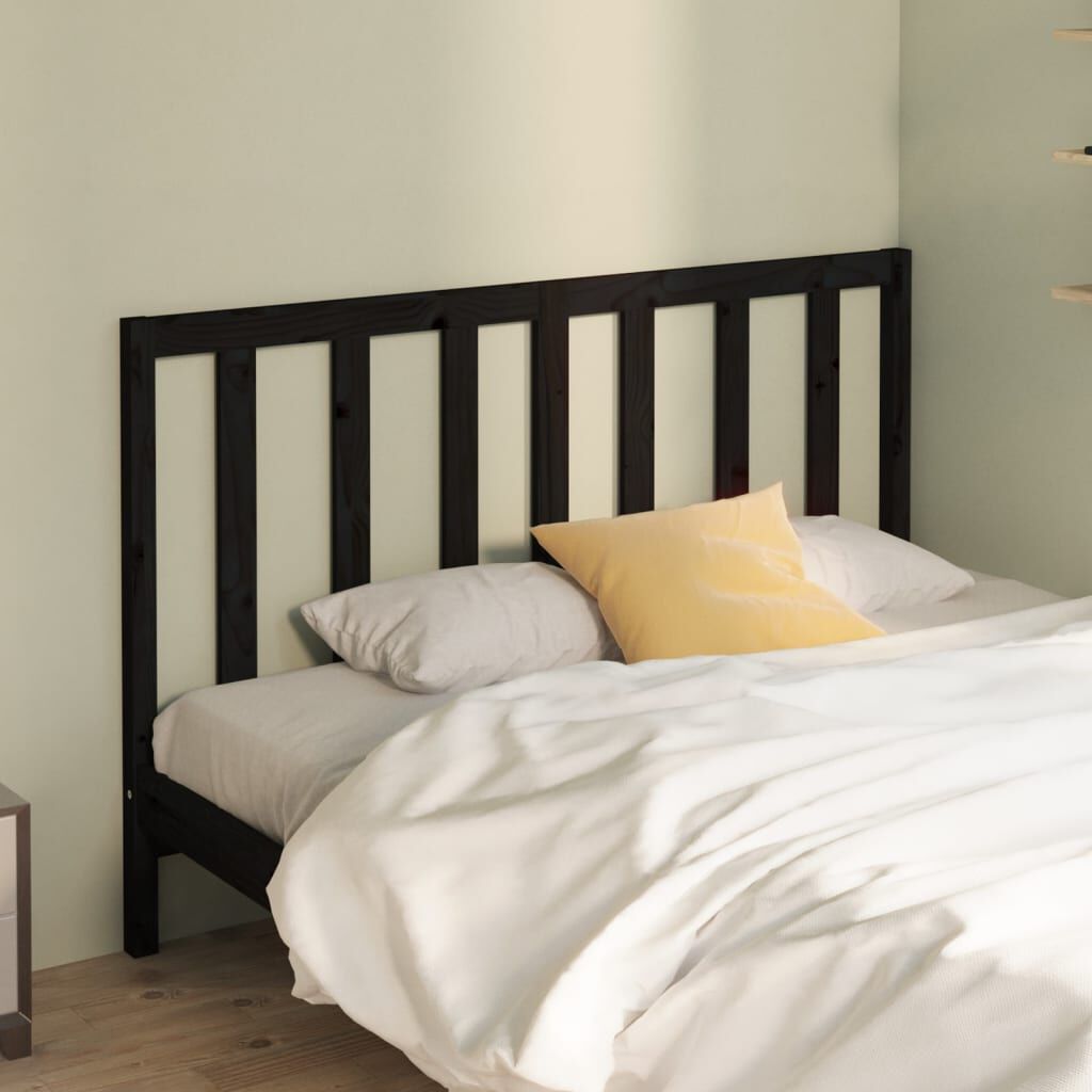 vidaXL Bed Headboard Black 126x4x100 cm Solid Wood Pine