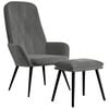 vidaXL Relaxing Chair with Footstool Dark Grey Velvet
