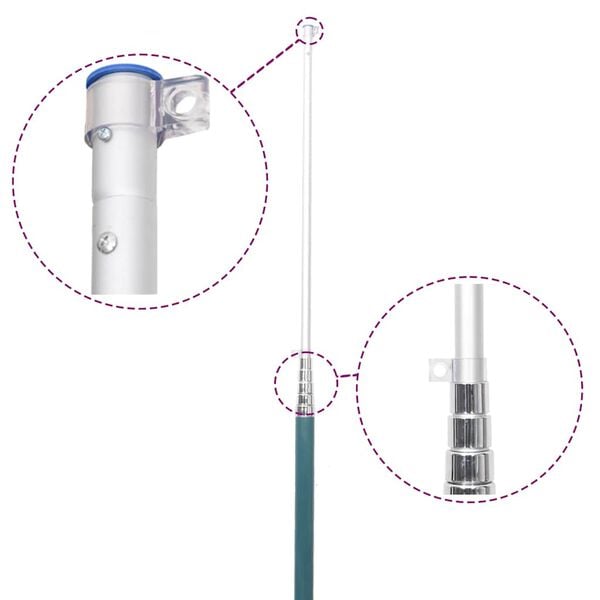 vidaXL Telescopic Flagpole Silver 5.55 m Aluminium