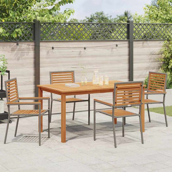 vidaXL Garden Dining Set 5 pcs Grey Poly rattan