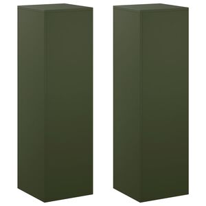 vidaXL Plant Stand 2 pcs Olive Green 30 x 30 x 100 cm Steel