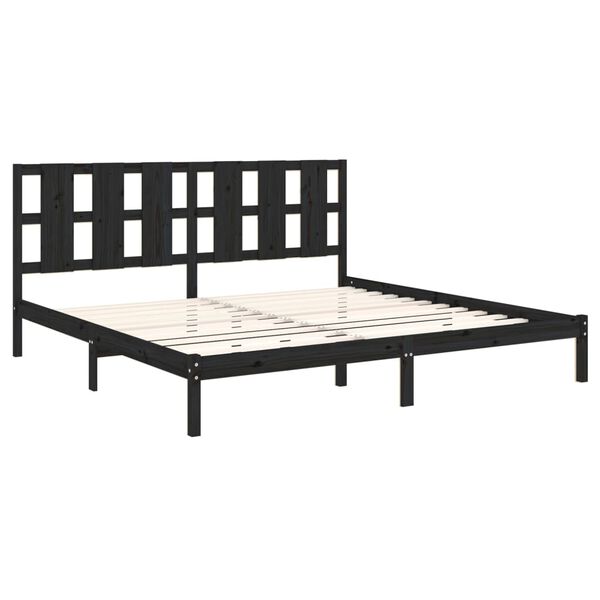 vidaXL Bed Frame without Mattress Black 200x200 cm Solid Wood Pine