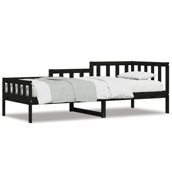 vidaXL Day Bed without Mattress Black 90x190 cm Single Solid Wood Pine
