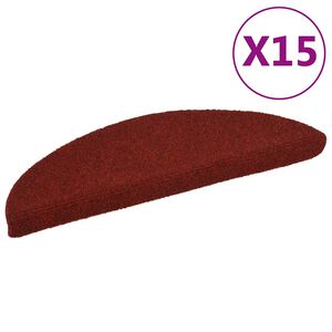 vidaXL Stair Mats Self-adhesive 15 pcs 56x17x3 cm Bordeaux Red Half Round