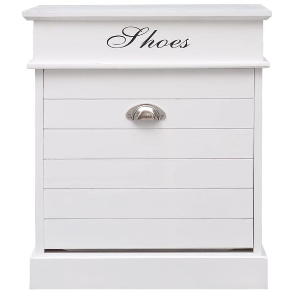 vidaXL Shoe Cabinet White 50x28x58 cm Paulownia Wood