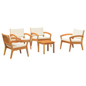 vidaXL Bistro Set 5 pcs Brown 59.5 x 70.5 x 72.5 cm Polyester