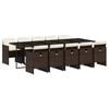 vidaXL 11 Piece Garden Dining Set with Cushions Brown Poly Rattan