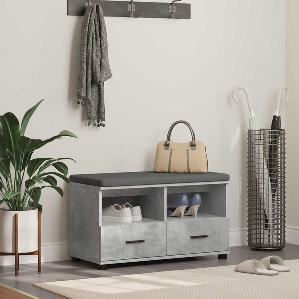 vidaXL Hall Bench with Cushion Concrete Grey 80 x 38 x 46 cm