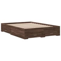 vidaXL Bed Frame with Drawers Brown Oak 135x190 cm Double Engineered Wood