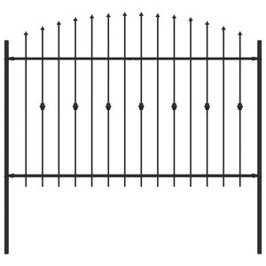 vidaXL Spike Fence Black 200 x 166 cm Powder-Coated Steel