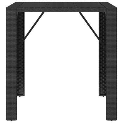 vidaXL Bar Table with Glass Top Black 105x80x110 cm Poly Rattan