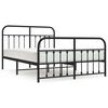 vidaXL Metal Bed Frame without Mattress with Footboard Black 135x190cm