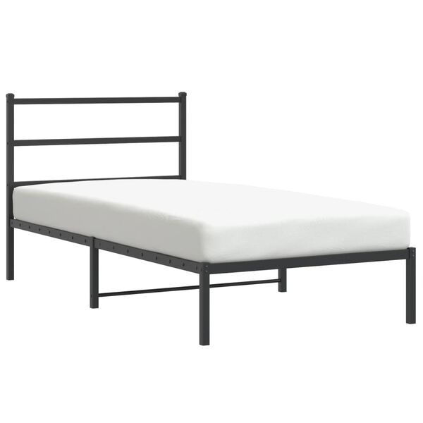 vidaXL Metal Bed Frame without Mattress with Headboard Black 107x203cm