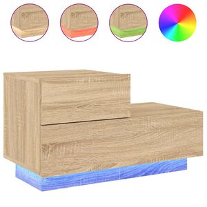 vidaXL Bedside Cabinet with LED Lights Sonoma Oak 70x36x40.5 cm