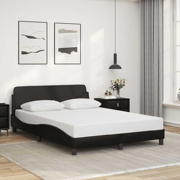 vidaXL Bed Frame "Dover" Black 135x190 cm Double Faux Leather