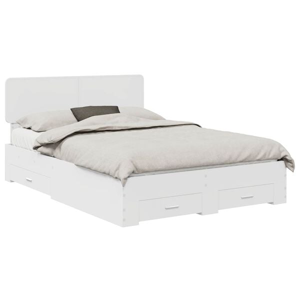 vidaXL Bed Frame with Headboard White 160 x 200 cm Engineered Wood