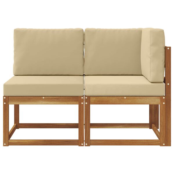 vidaXL Outdoor Middle and Corner Sofa 2 Piece Natural and Beige