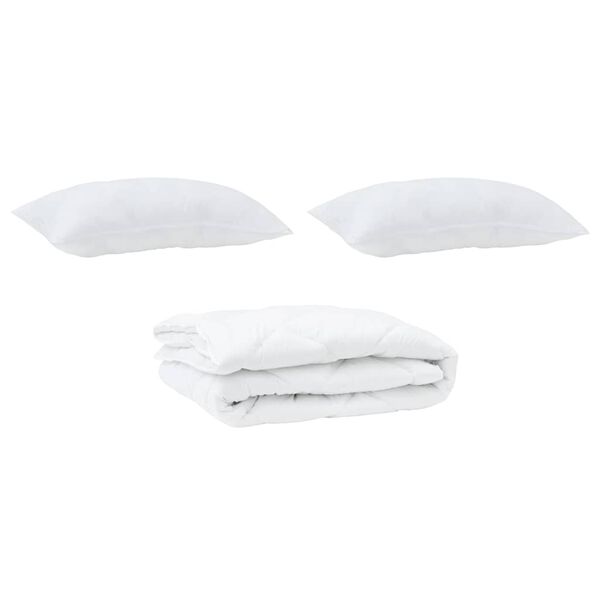 vidaXL Duvet with Pillow 3 pcs White Microfibre