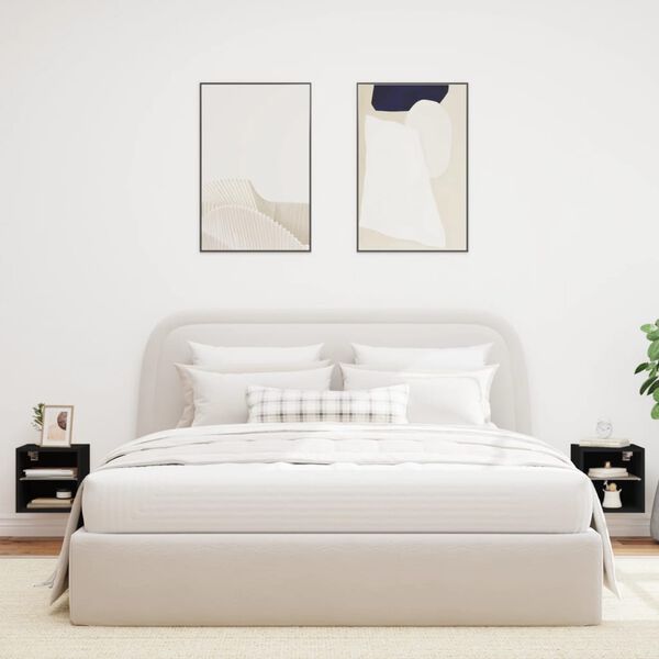 vidaXL TV Wall Cabinets with LED Lights 2 pcs Black 30x28.5x30 cm