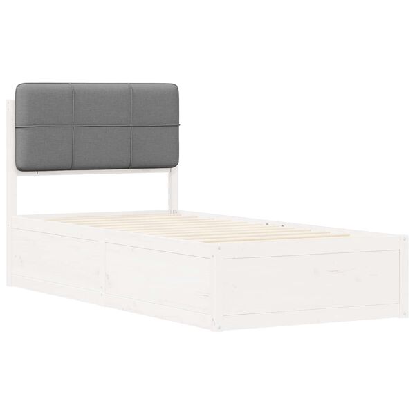 vidaXL Bed Frame with Upholstered Headboard Light Grey 75 x 190 cm