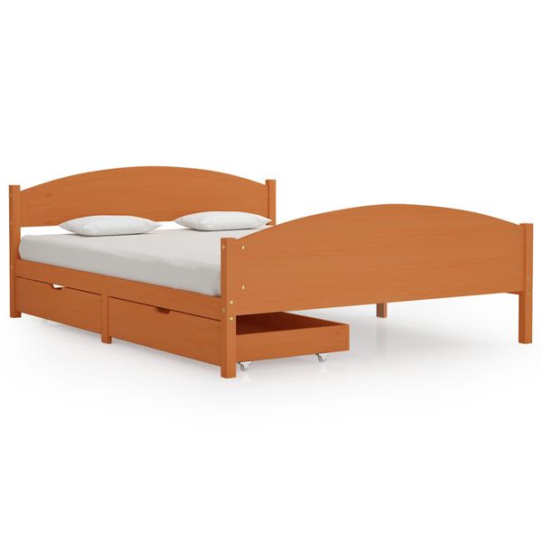 vidaXL Bed Frame without Mattress Honey Brown Solid Wood 160x200 cm (322040+321987)