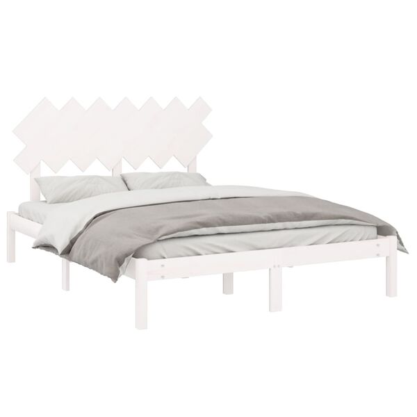 vidaXL Bed Frame without Mattress White 140x200 cm Solid Wood