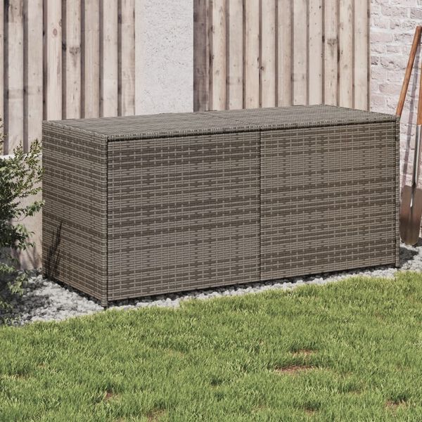 vidaXL Garden Storage Box Grey 283L Poly Rattan