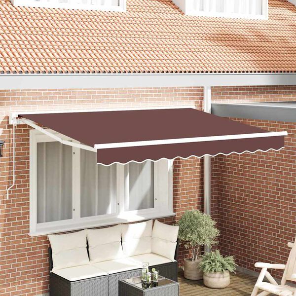vidaXL Retractable Awning Brown 350 x 200 cm Polyester and Metal